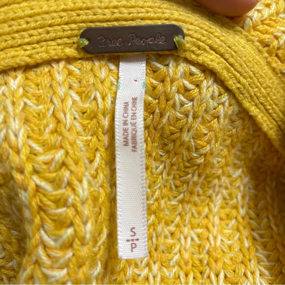 Free People High Hopes Cardi Sweater chunky knit oversized boxy yellow